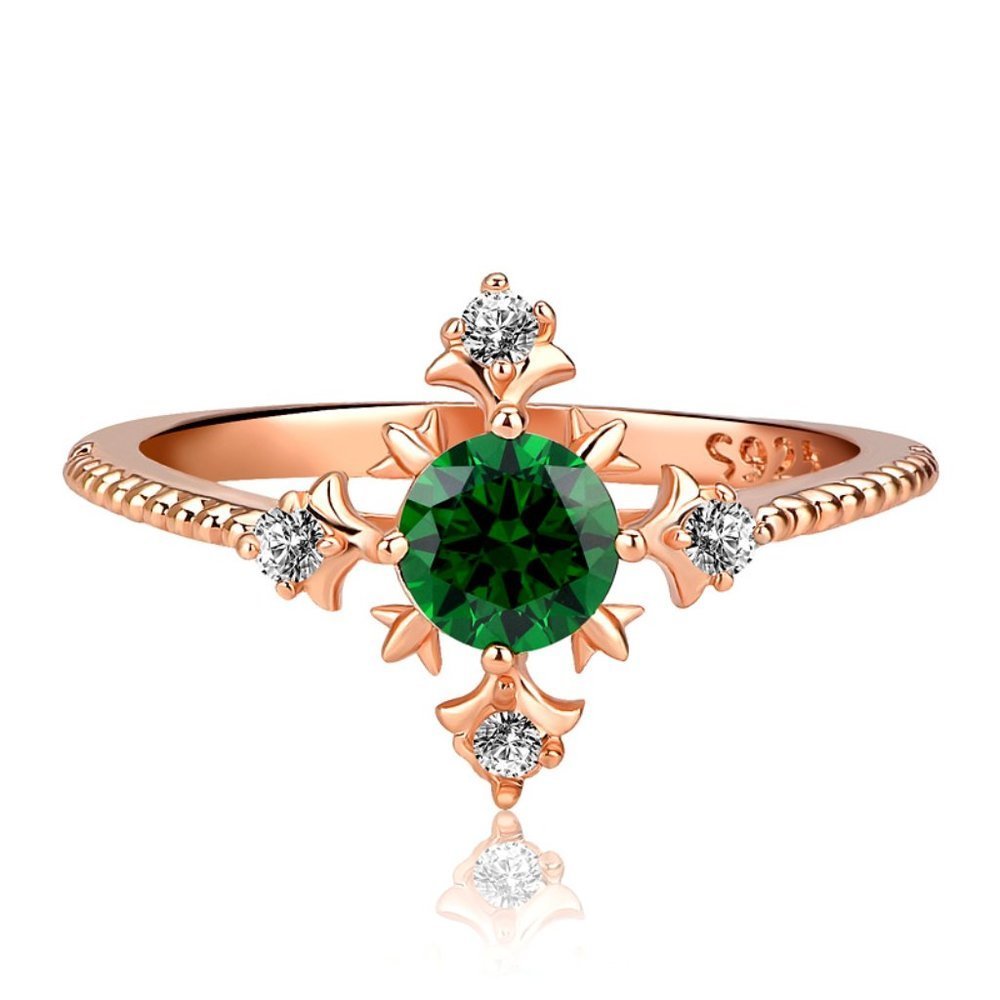 🎁 Fashion Romantic Emerald CZ Zircon Simple Thin Ring for Women, EVGG1178